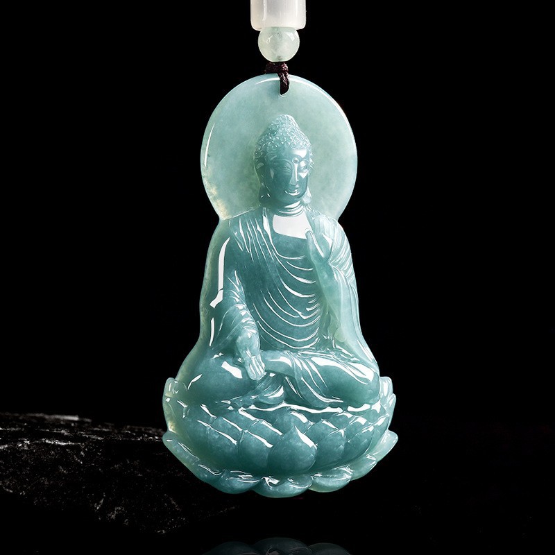 Woman Accessory - Natural Burmese Jadeite Buddha Pendant Necklace