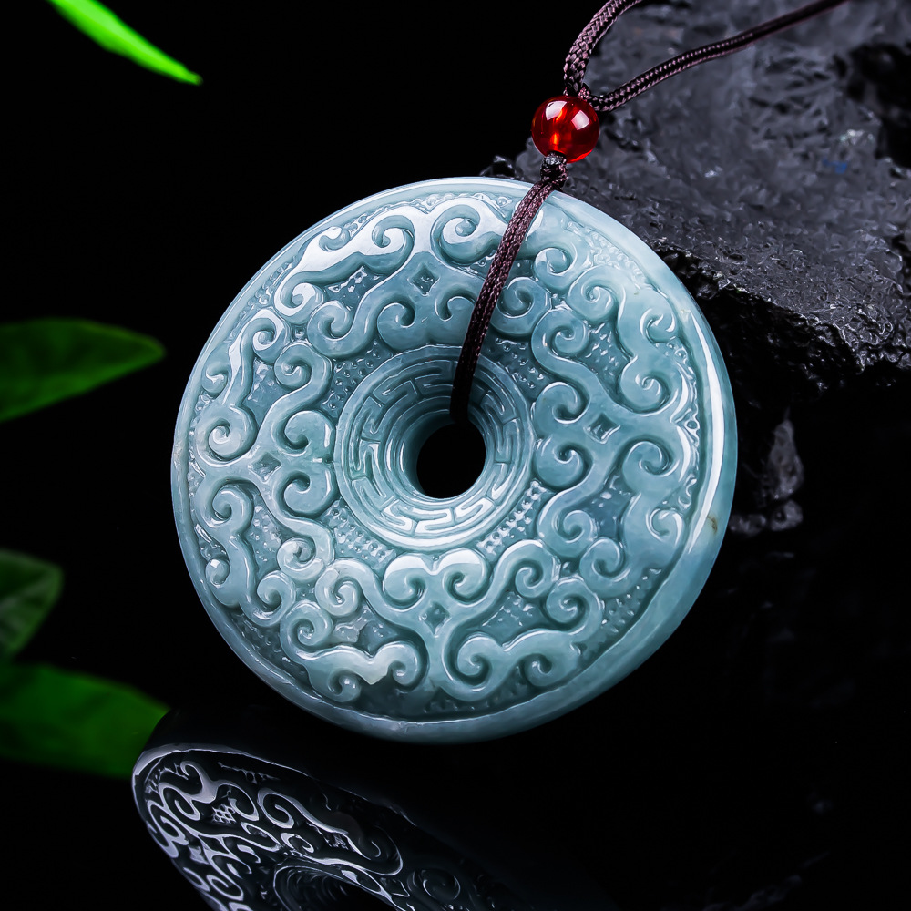 Woman Accessory - Natural Burmese Jadeite Flower Pendant Necklace