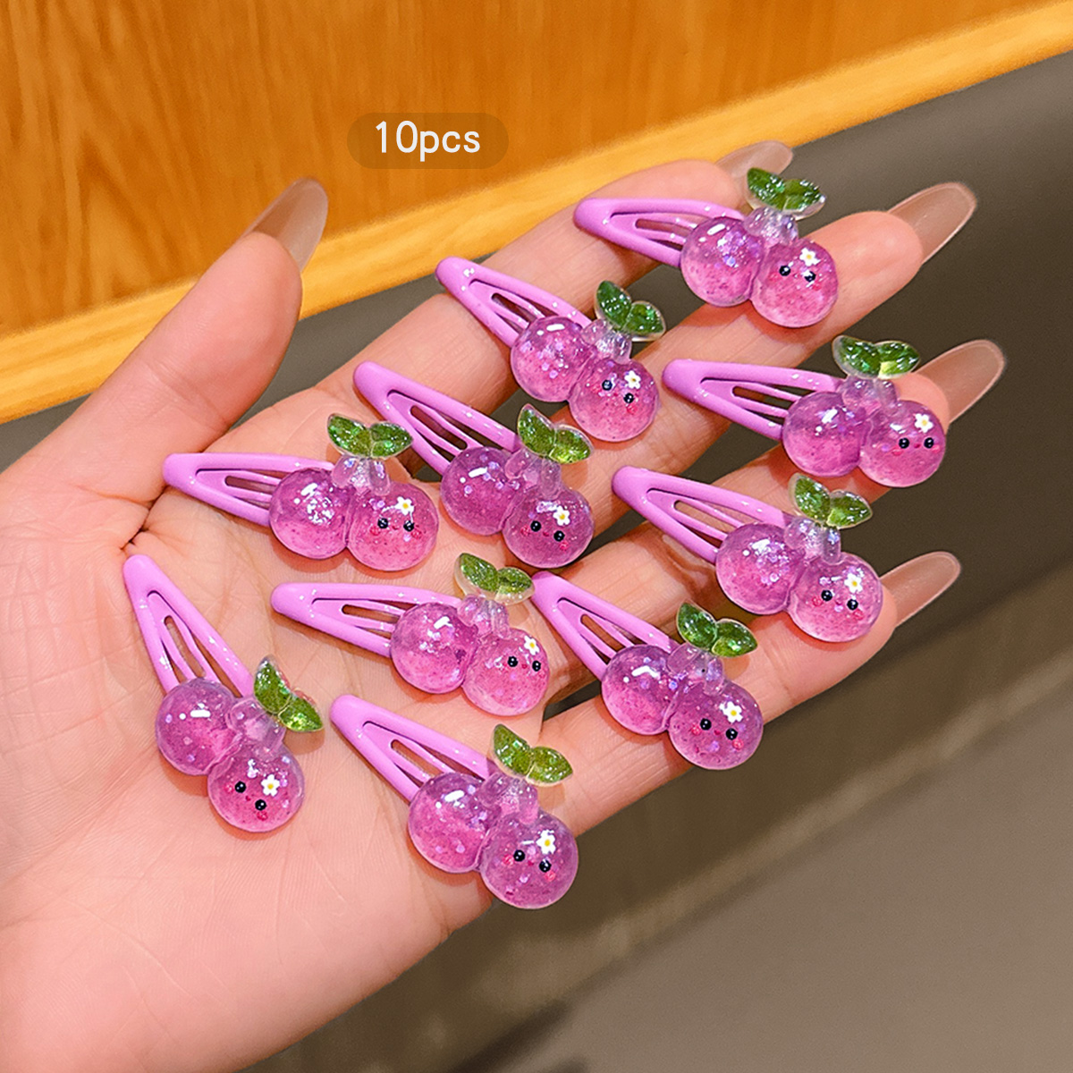 Women'S Affordable Accessories - 10 Purple Cherry BB Clips Sweet