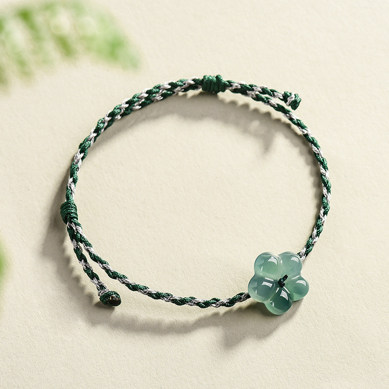 Woman Accessory - Burmese Jadeite Flower Bracelet Natural Jade