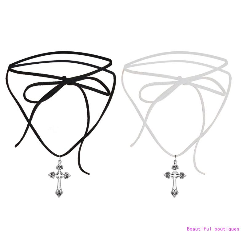 Cross Tie Choker Cross Pendant - Women Accessories Description ulasan dan harga