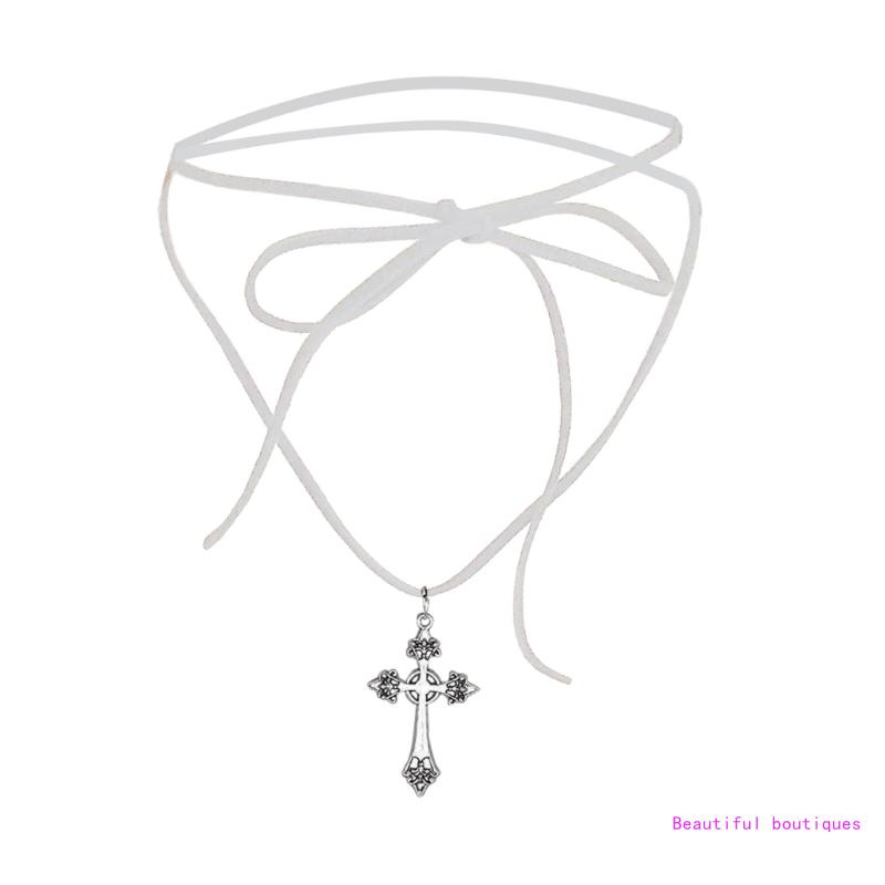 Cross Tie Choker Cross Pendant - Women Accessories Description ulasan dan harga
