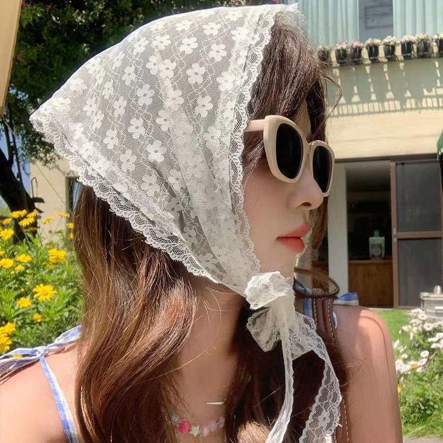 1PC triangle Lace scarf white  - Women Accessories Photos ulasan dan harga