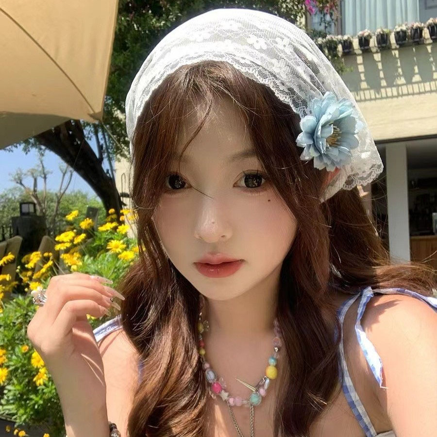 1PC triangle Lace scarf white  - Women Accessories Photos ulasan dan harga